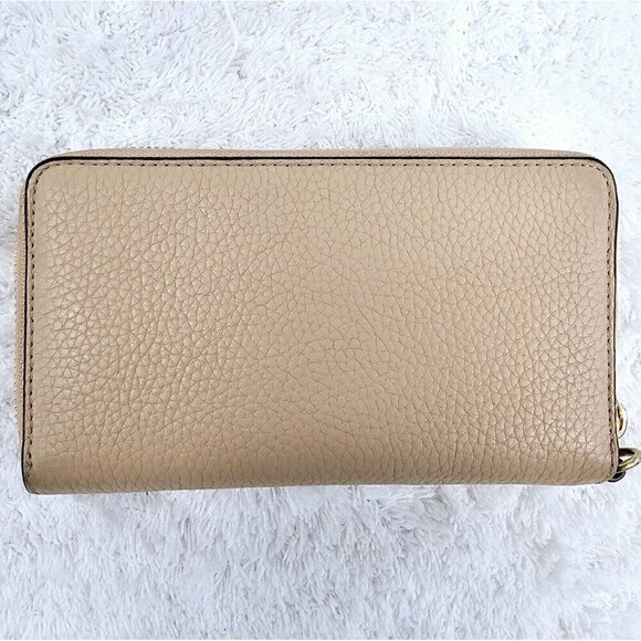 MICHAEL KORS Taupe Pebble Leather Jet Set Travel Zip Around Wallet Wristlet - Picture 16 of 16